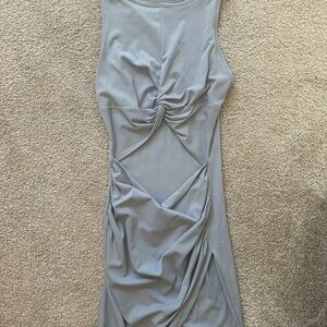Elegant Blue Gray Sleeveless Dress